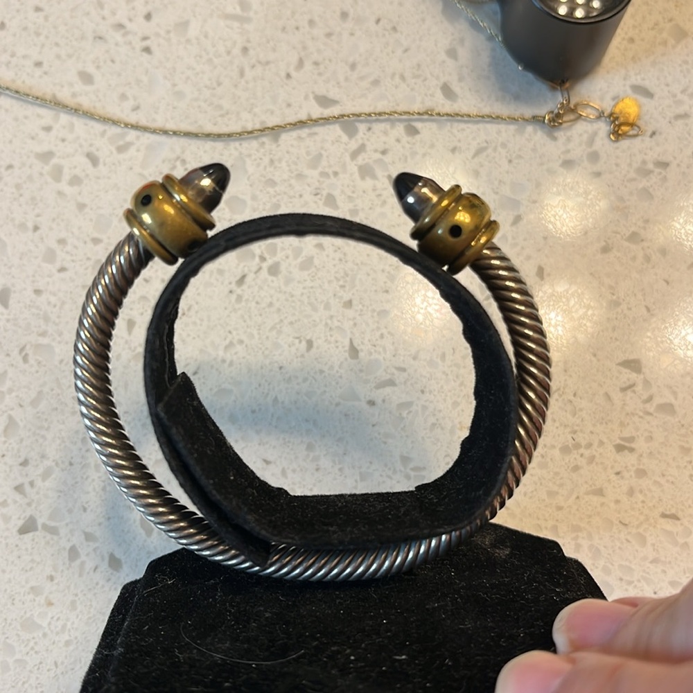 Taxco Silver and Gold Twisted Cuff with Black Accents - Picture 5 of 7
